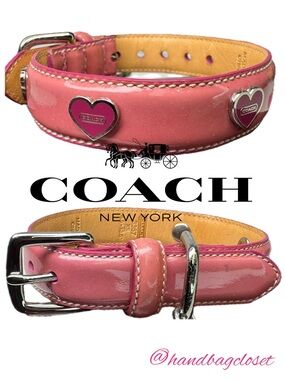 Coach Patent Leather Pink Vintage Y2K XS Extra Small 8.5-10.5” Dog Collar